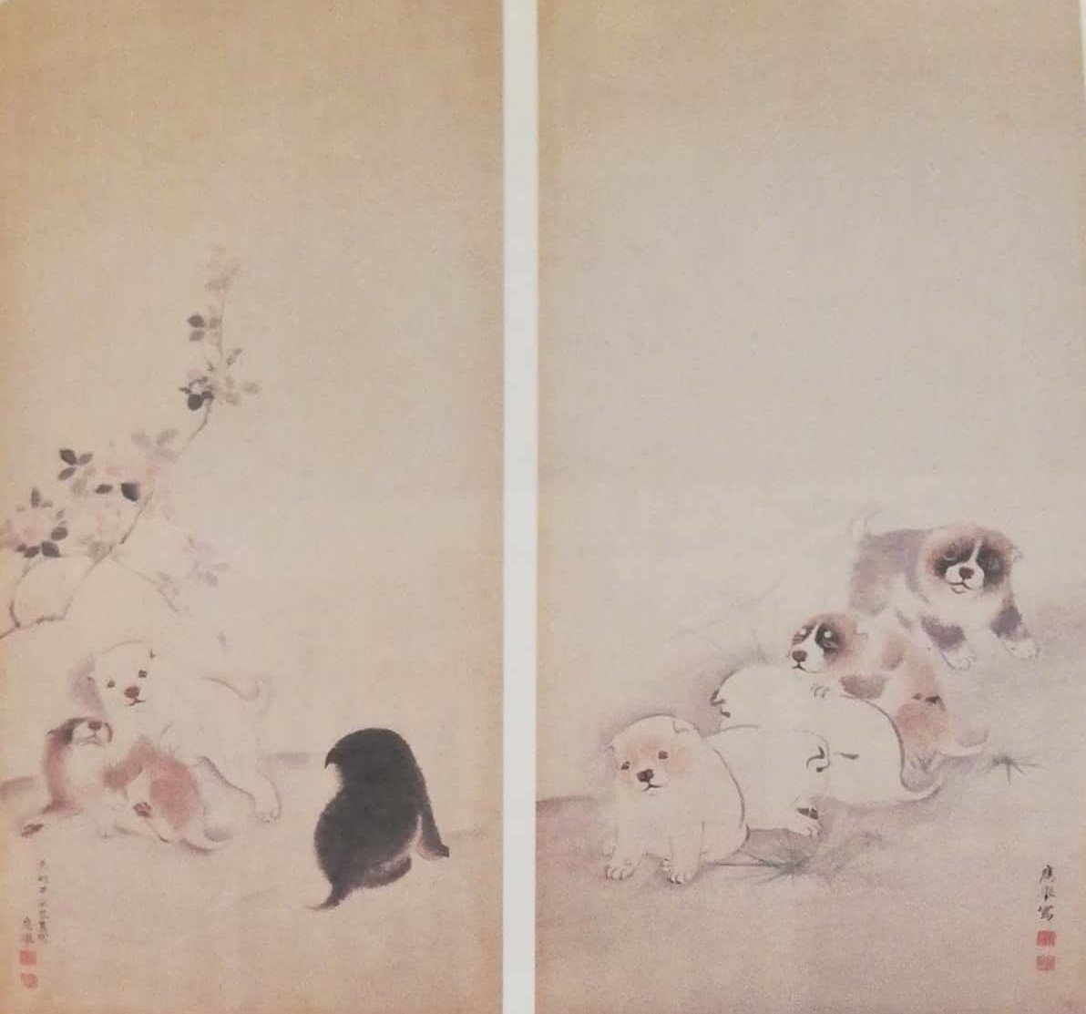 No.7」「ふわふわ、もふもふฅ^•ﻌ•^ฅ」日本画の犬と猫♡♡｜Kazusa