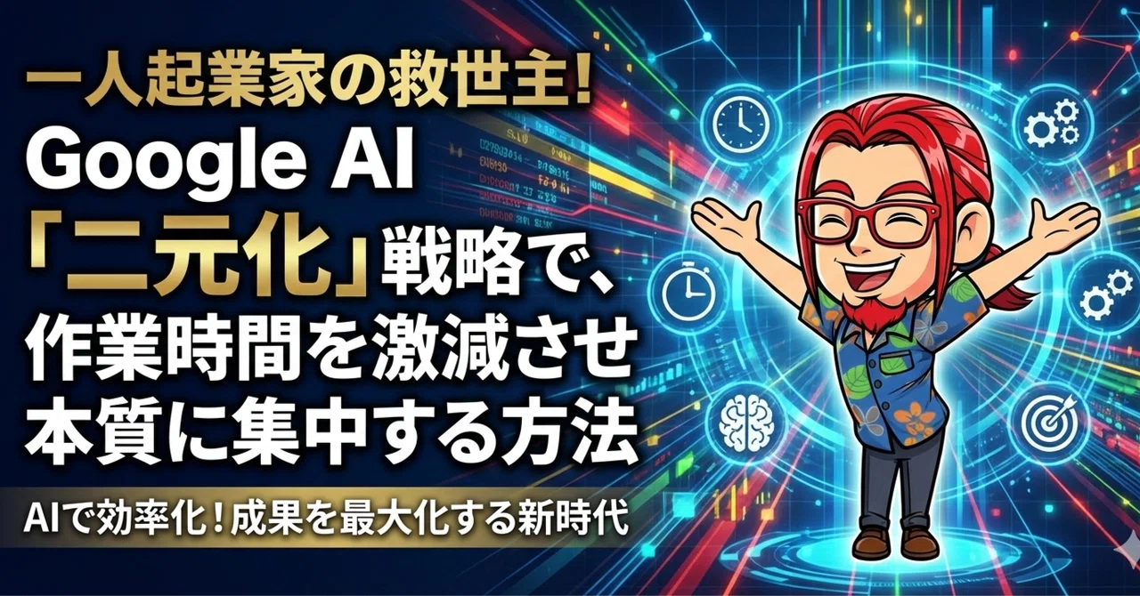 一人起業家の救世主！Google AI「二元化」戦略で、作業時間を激減させ本質に集中する方法｜ビジネスタロット占い師｜シャンクス杉川