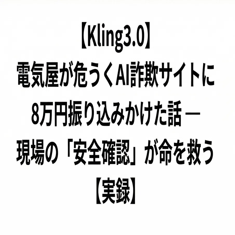 Kling3.0】電気屋が危うくAI詐欺サイトに8万円振り込みかけた話 — 現場