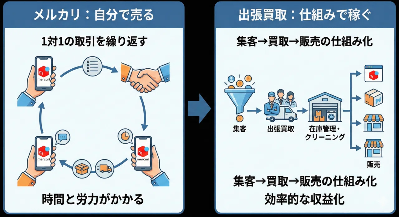 メルカリ転売の限界を感じたら｜出張買取で利益率3倍になった理由 