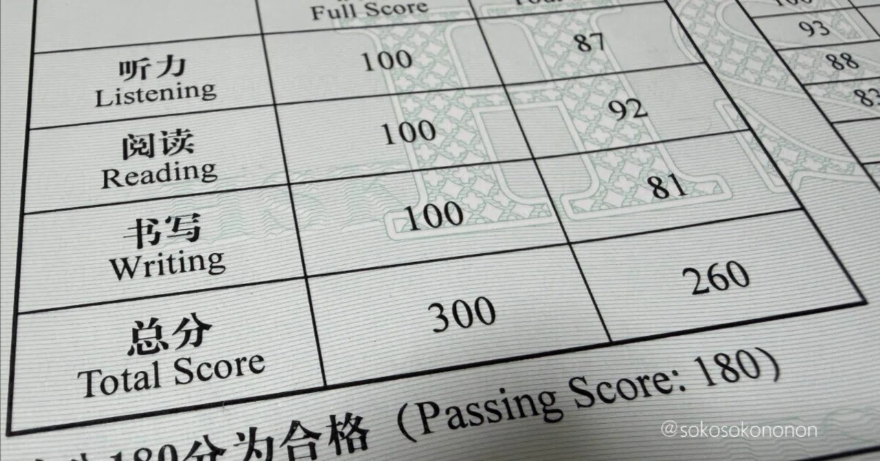 中国語】HSK4級合格までとこれから｜のの