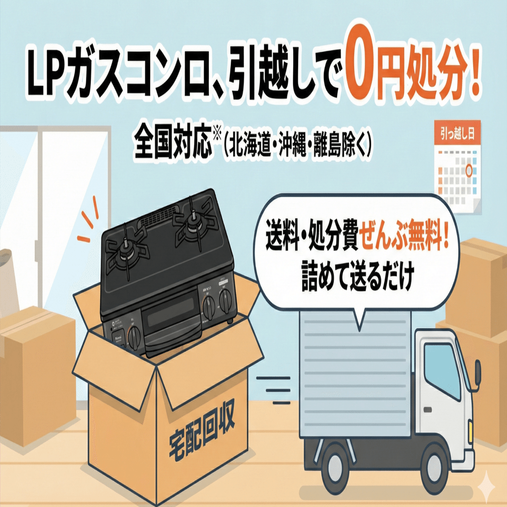 先着1/9 15:00まで引き取れる方 新生活に ガスコンロ（使用1年未満） 全国対応】引越しで不要な「LPガスコンロ」を0円処分！送料・処分費