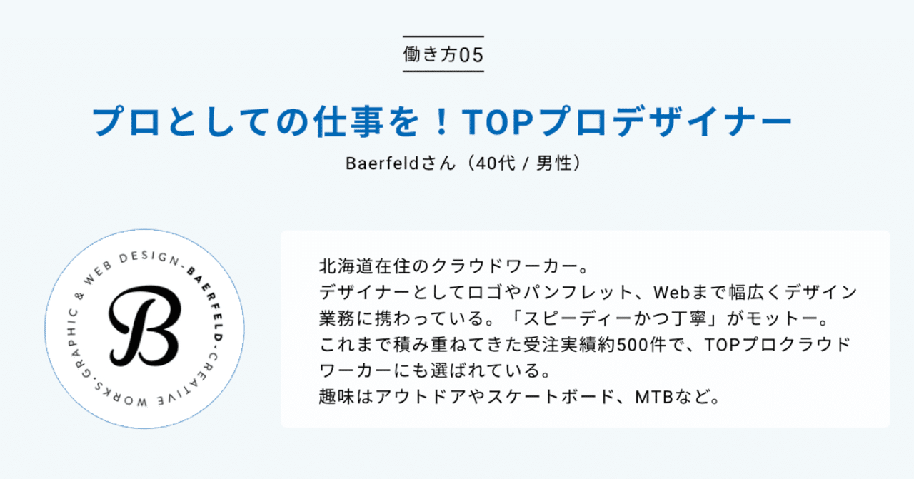 プロとしての仕事を Topプロクラスbaerfeldさんのクラウドワーキング 05 みんなのカレッジ Powered By クラウドワークス Note