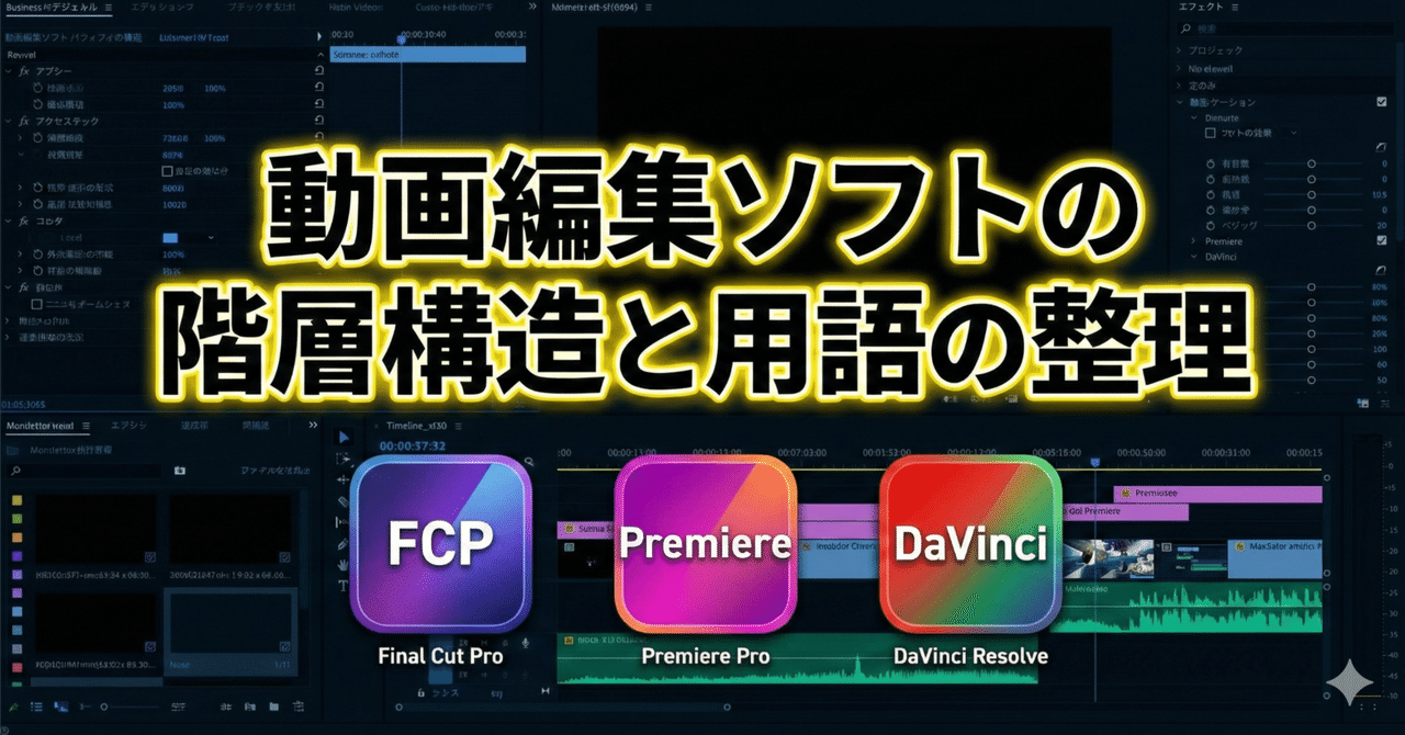動画編集ソフトの階層構造と用語の整理｜Final Cut Pro・Premiere Pro