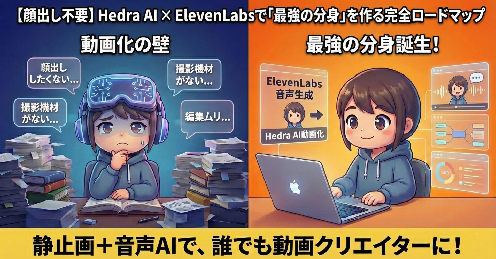 顔出し不要】Hedra AI × ElevenLabsで「最強の分身」を作る完全ロード