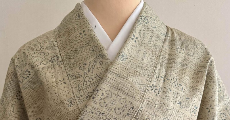 百亀甲総柄結城紬着物