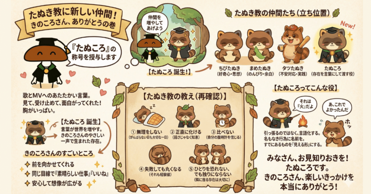 たぬき教に、新しい仲間が増えました。──きのころさん、ありがとう