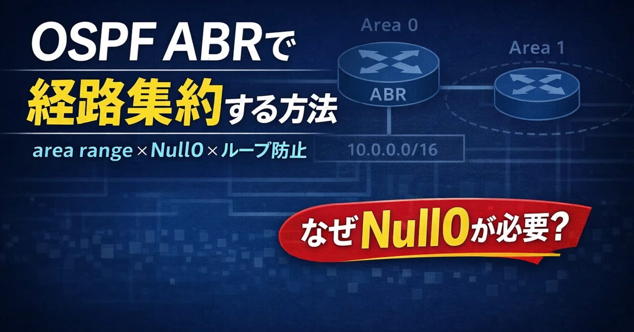 OSPFのABRで経路集約（area range）を設定する：Null0とループ防止まで｜CCNP ENARSI対策｜ネスぺ社長