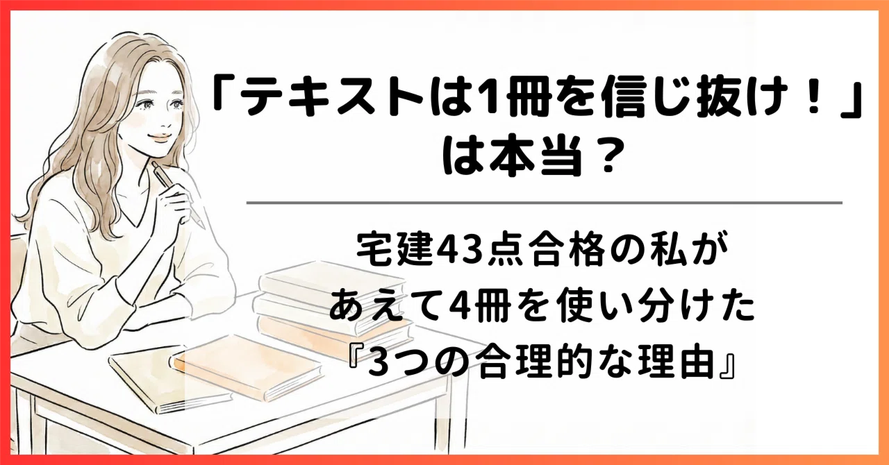 テキストは1冊を信じ抜け！」は本当？｜宅建43点合格の私が、あえて4