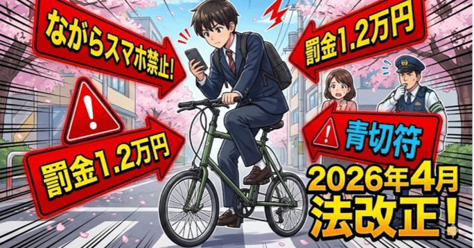 2026年4月から1.2万円没収！？中高生の自転車通学で『ながらスマホ』が