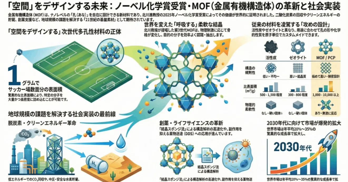 金属有機構造体「MOF」：原子レベルで設計されたジャングルジムが世界 