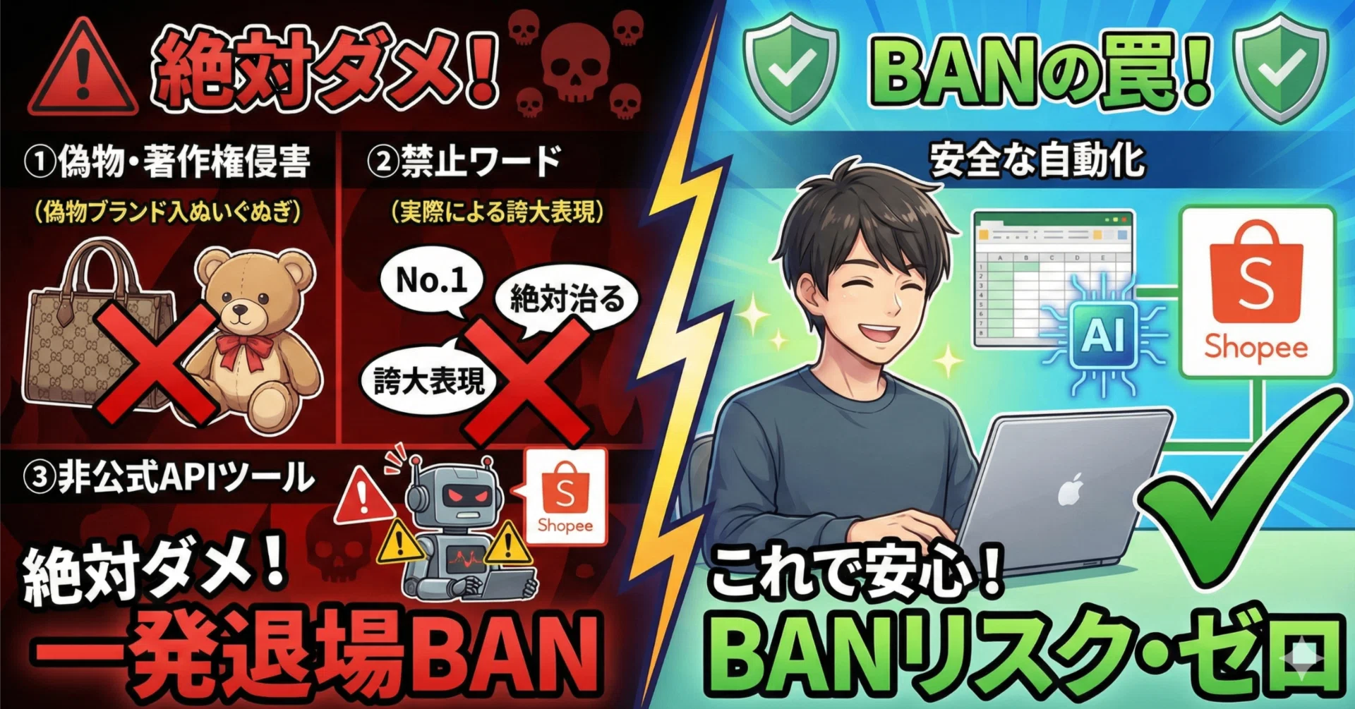 Shopee出品で絶対やってはいけない3つのこと【知らないと一発退場