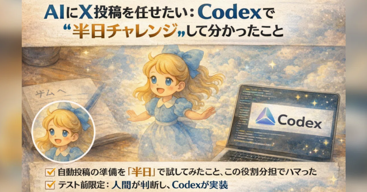 AIにX投稿を任せたい：Codexで“半日チャレンジ”して分かったこと