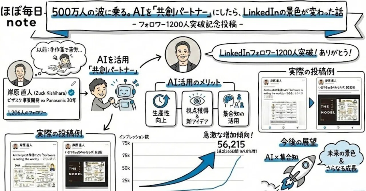 ほぼ毎日note vol.39._500万人の波に乗る。AIを「共創パートナー」に