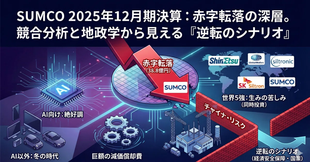 SUMCO 2025年12月期決算:赤字転落の深層。競合分析と地政学から見える『逆転のシナリオ』|半導体ビジネスラボ
