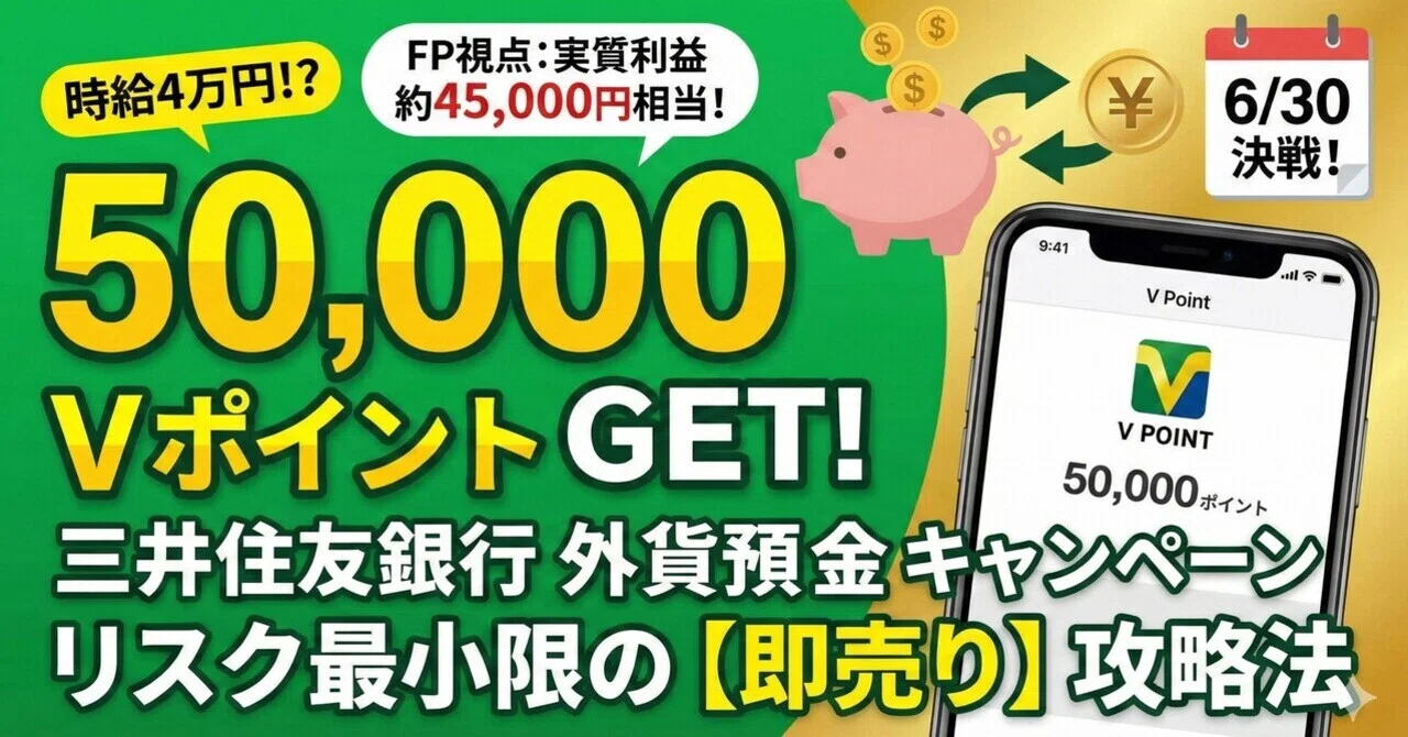 時給4万円!?】三井住友銀行の外貨預金キャンペーンで5万Vポイントを 