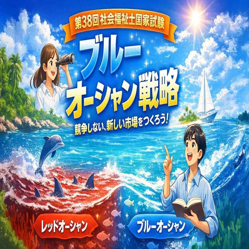 🌊 第38回社会福祉士国試から学ぶブルーオーシャン戦略ってなに？｜R