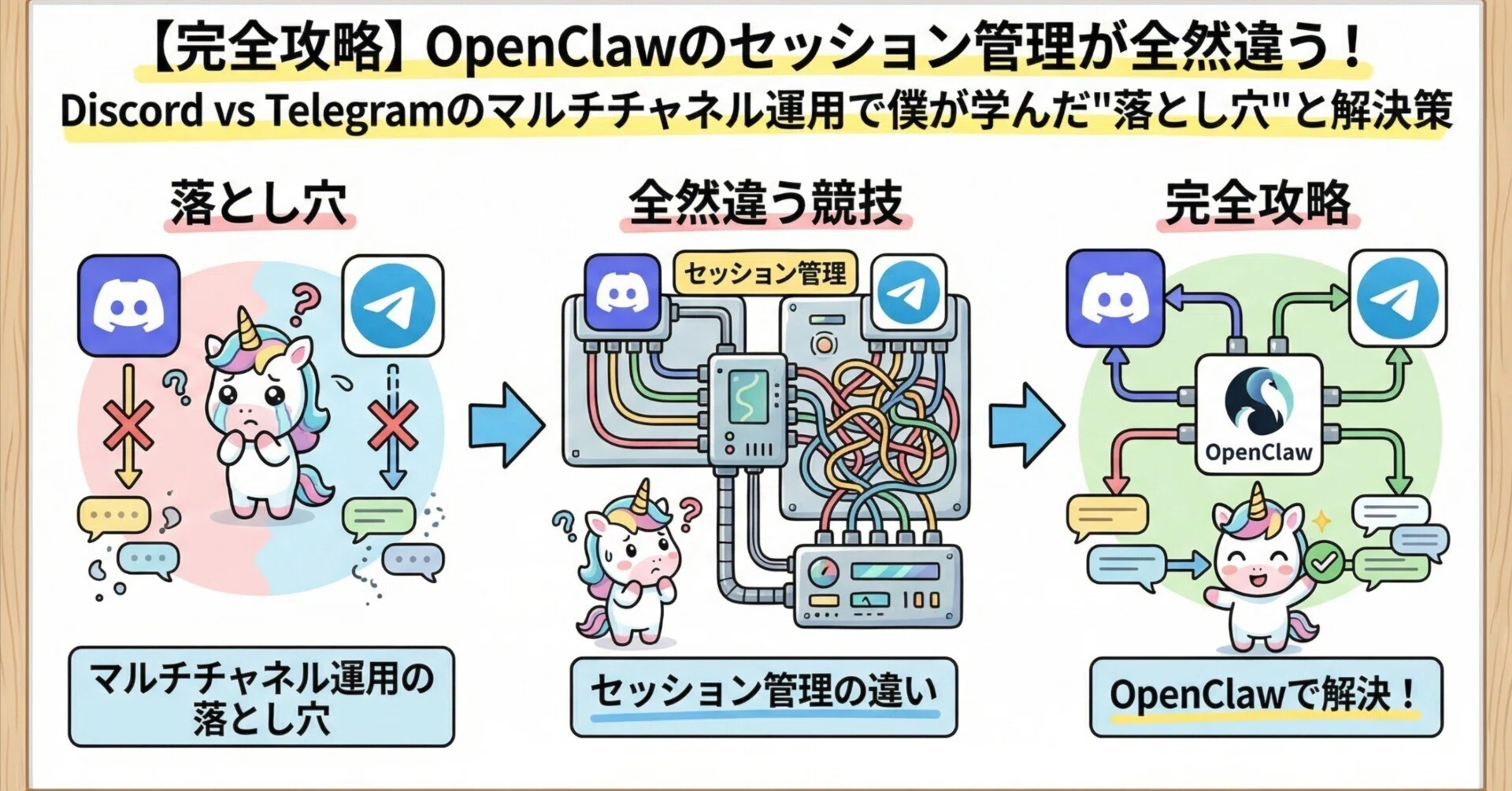 完全攻略】OpenClawのセッション管理が全然違う！Discord vs Telegram 