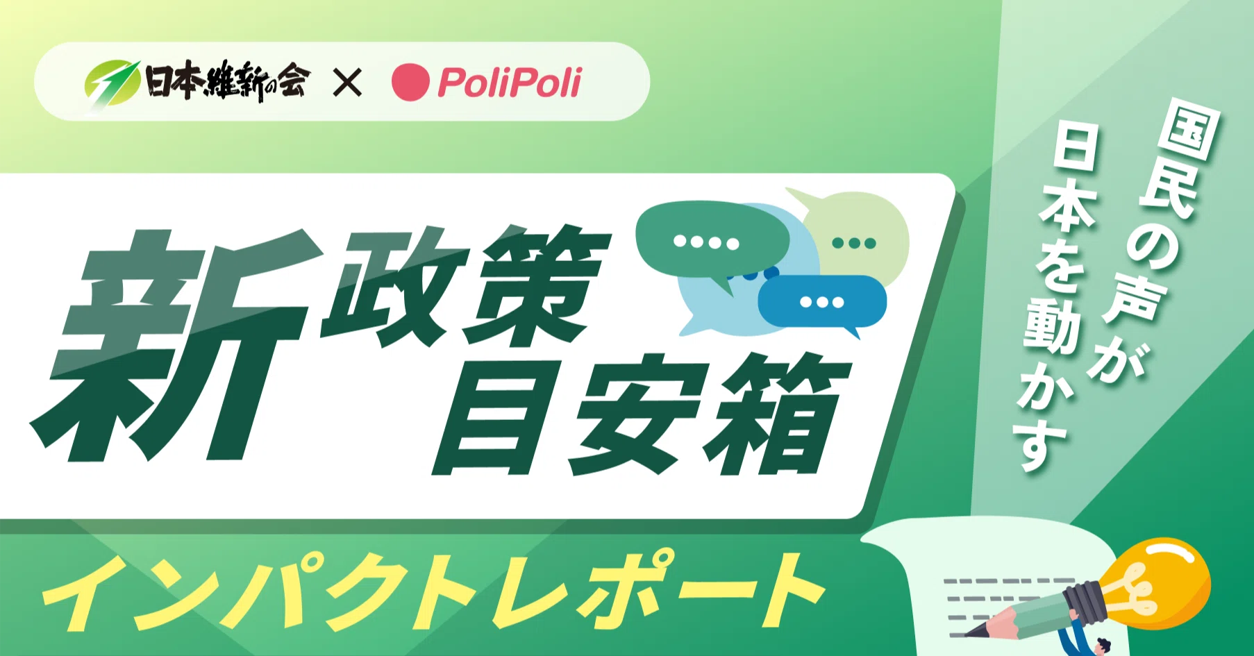 日本維新の会 日本維新の会との「新・政策目安箱」3年間の軌跡。7,000件の声はどの