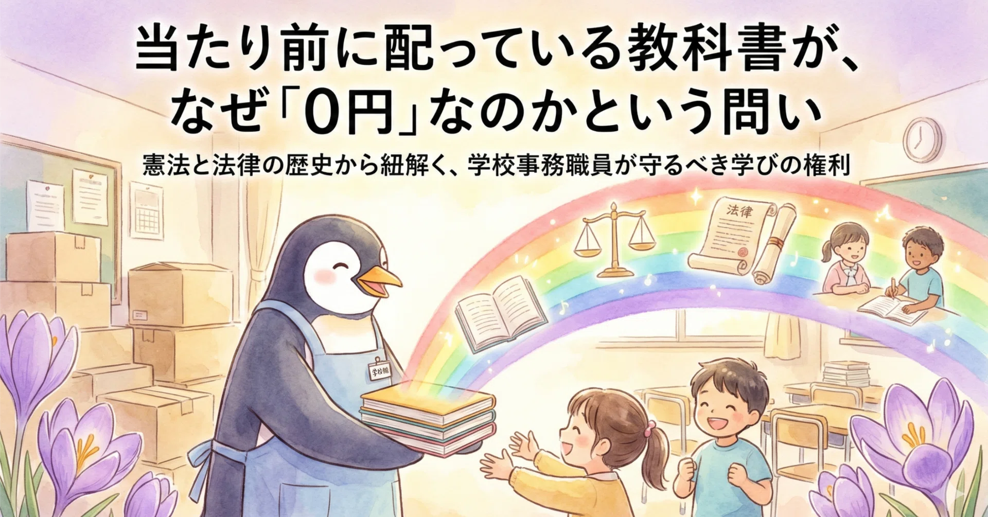 当たり前に配っている教科書が、なぜ「0円」なのかという問い。憲法と