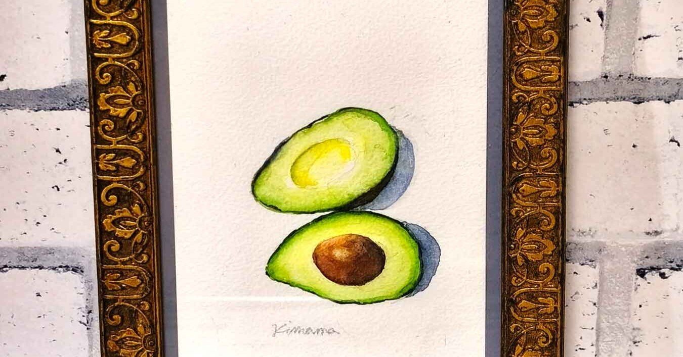 アボカド(水彩イラスト)＆4コマ漫画｜kamo