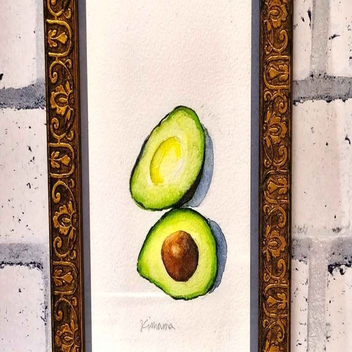 アボカド(水彩イラスト)＆4コマ漫画｜kamo