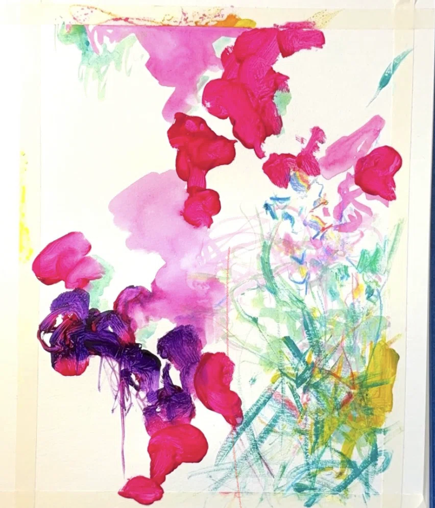 抽象画 花 ピンク系 27cm25cm 【公式通販】