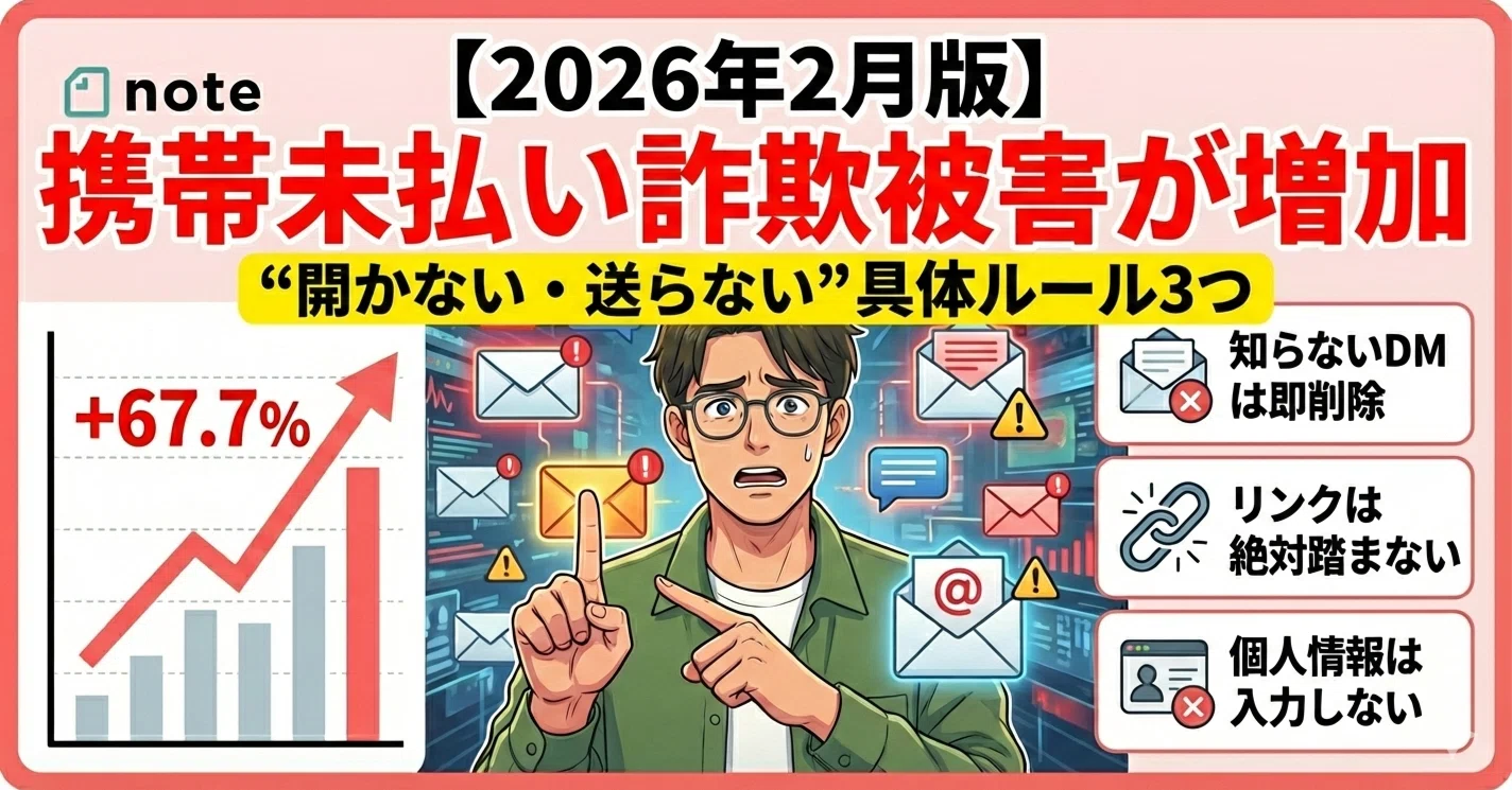 2026年2月版】 携帯未払い詐欺被害が増加中：具体的な3つの対策ルール