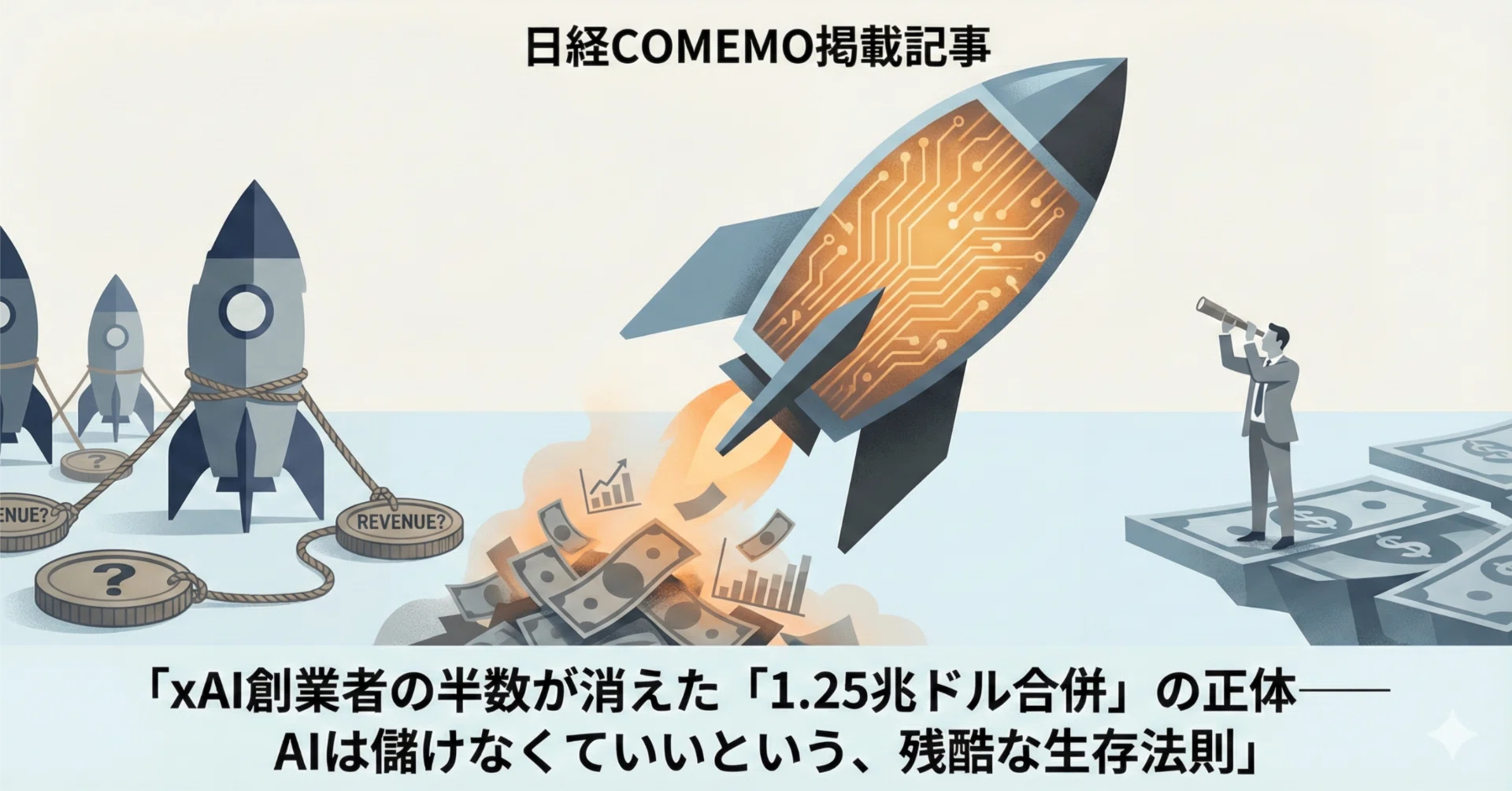 xAI創業者の半数が消えた「1.25兆ドル合併」の正体——AIは儲けなくて