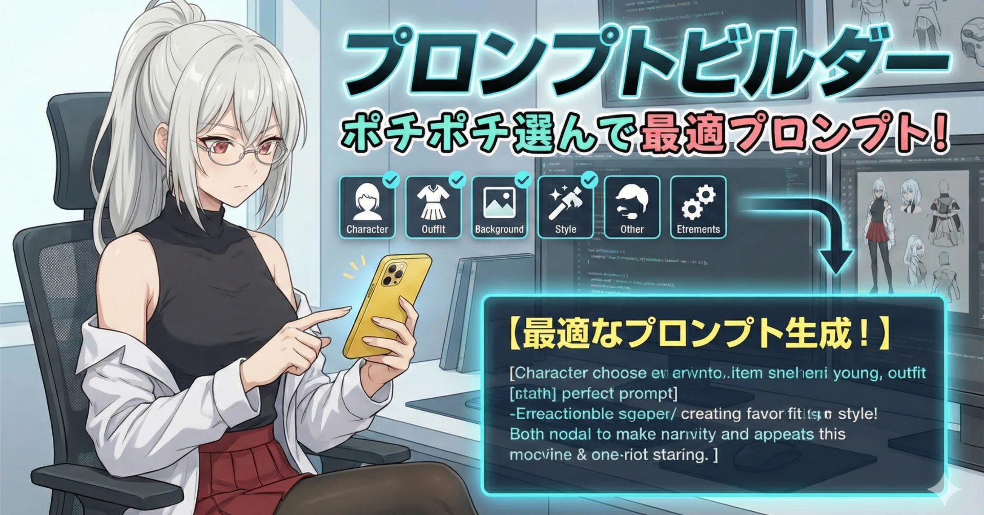 I made a simple prompt builder for image generation [Free]｜菜乃葉