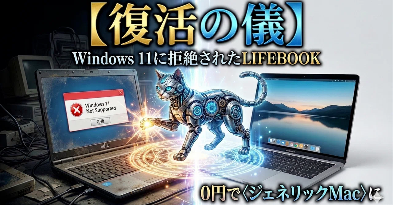 復活の儀】Windows 11に拒絶されたLIFEBOOKを0円で〈ジェネリックMac