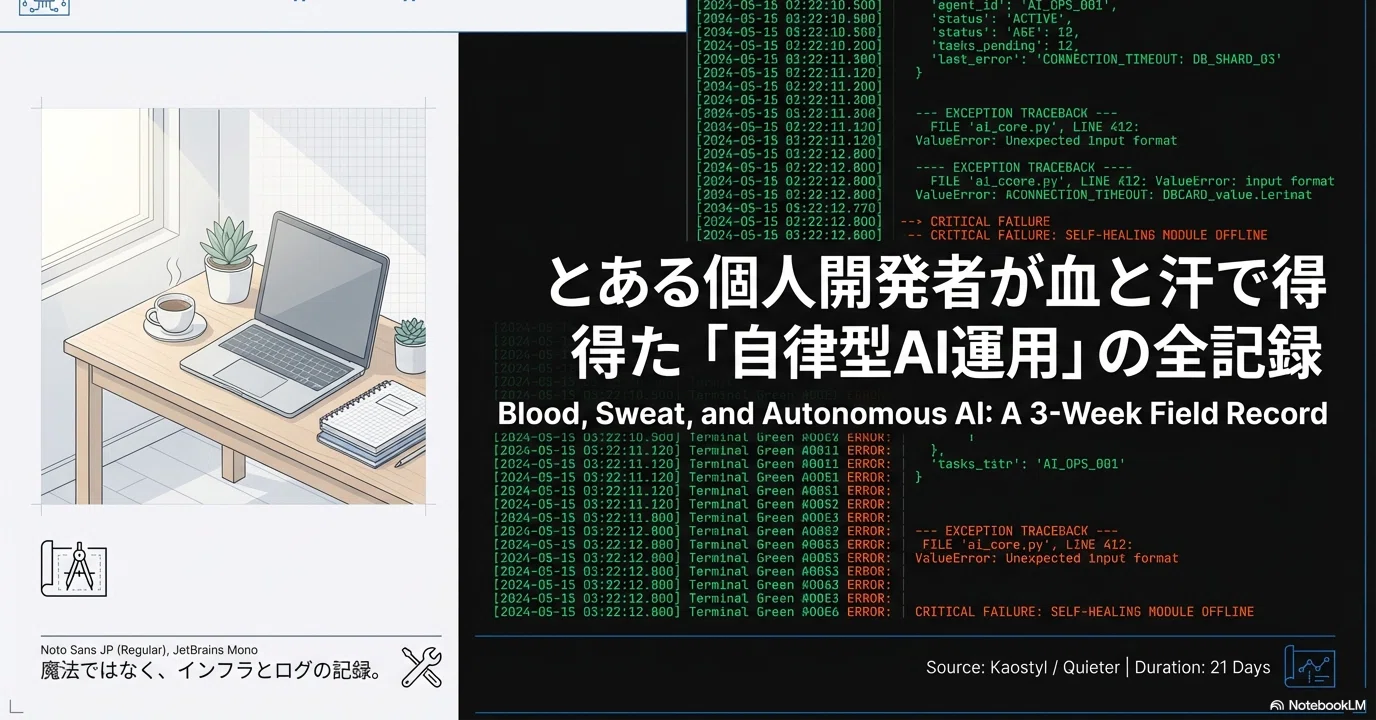 とある個人開発者が血と汗で得た「自律型AI運用」の全記録｜Quieter