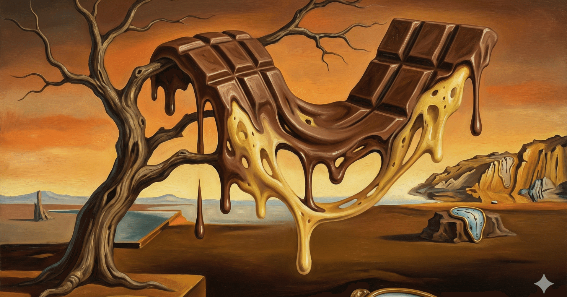 プロンプト配布】 AIで創る「ダリ風・溶けるチョコ」アート素材｜rin39