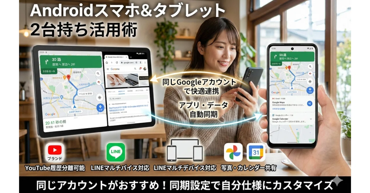 Androidスマホ＆タブレットの2台使い、使用アカウントは共通or分ける 