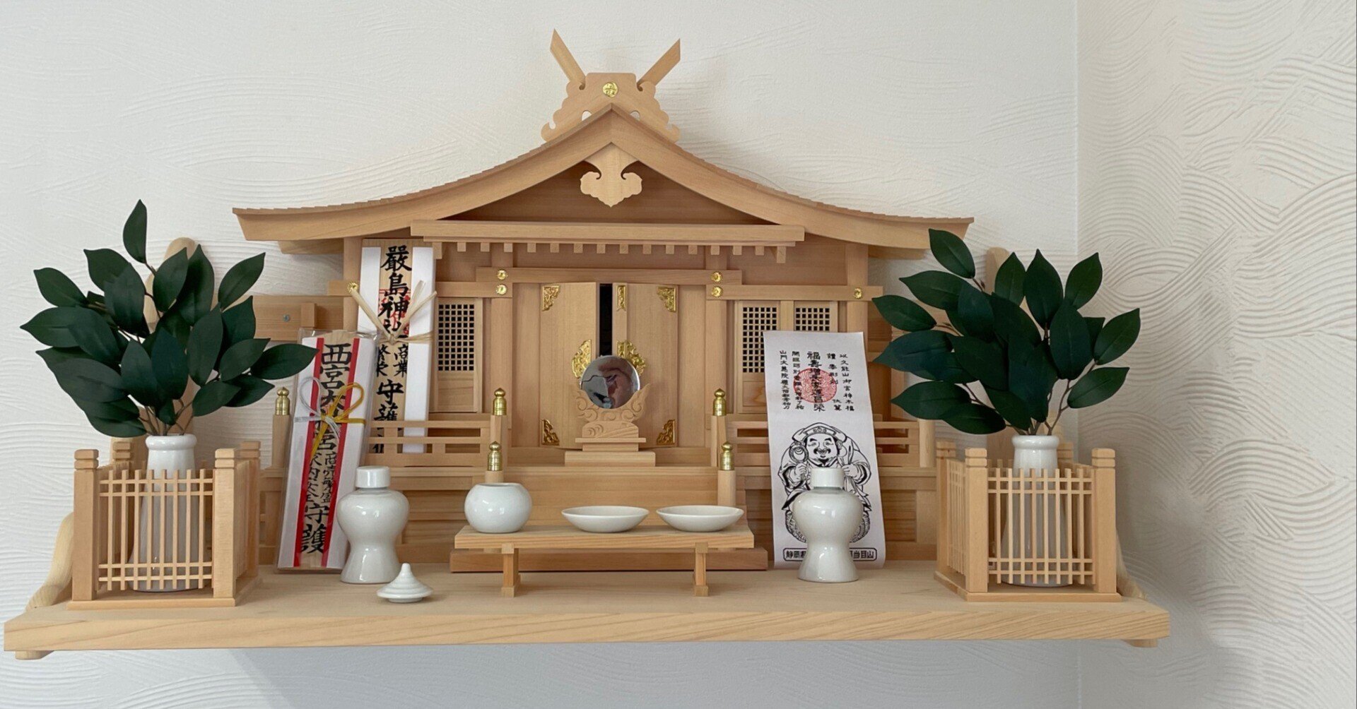 神棚 山崎実業 石こうボード壁対応神棚 リン 神具セット 3658 3659 簡易神棚