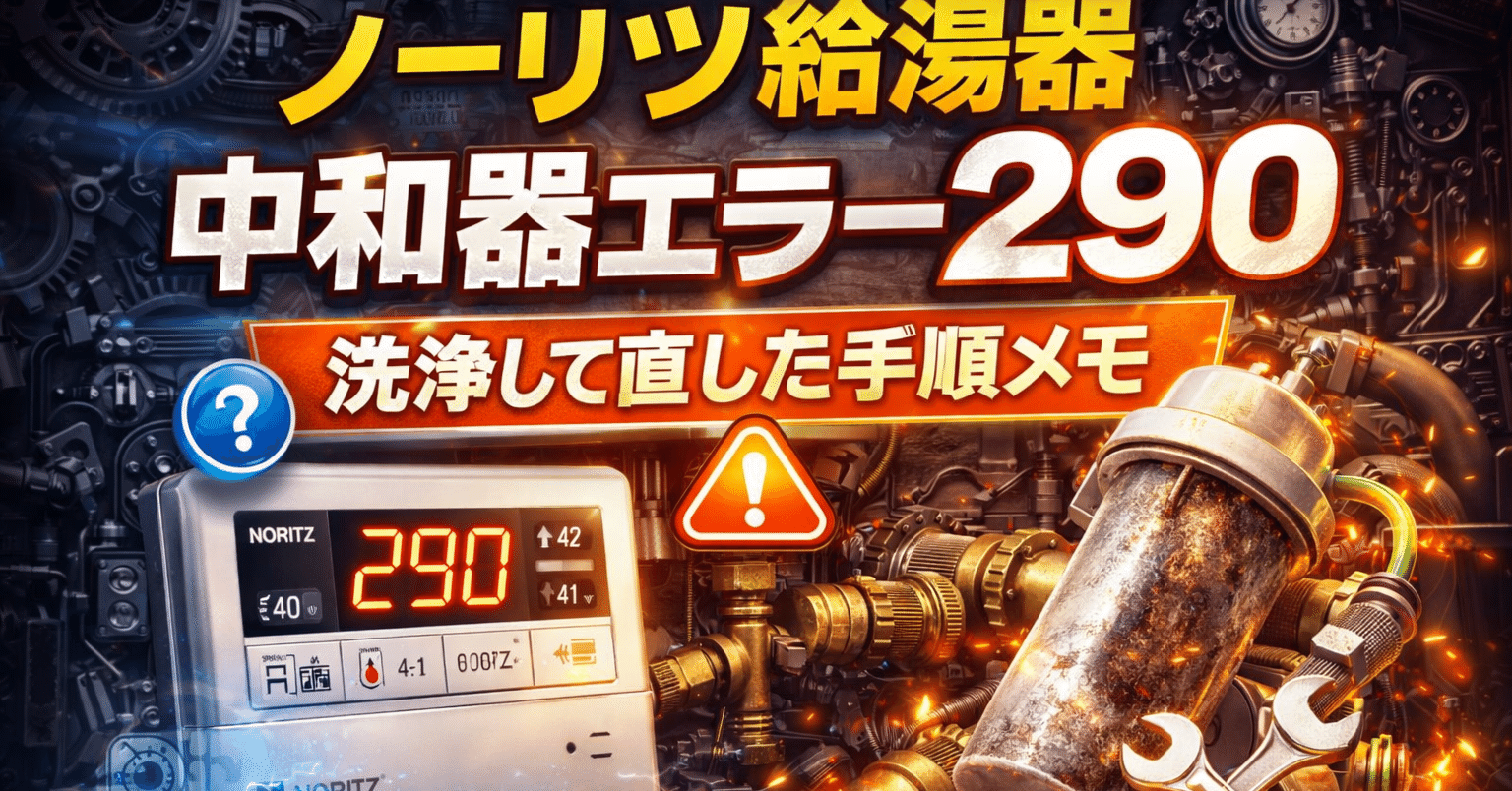 ノーリツ給湯器の中和器エラー290を洗浄して直した手順メモ