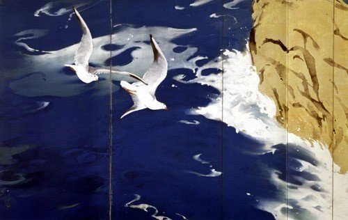 本間武男 かもめⅡ 版画「宴2」本間 武男（シルクスクリーン・絵画