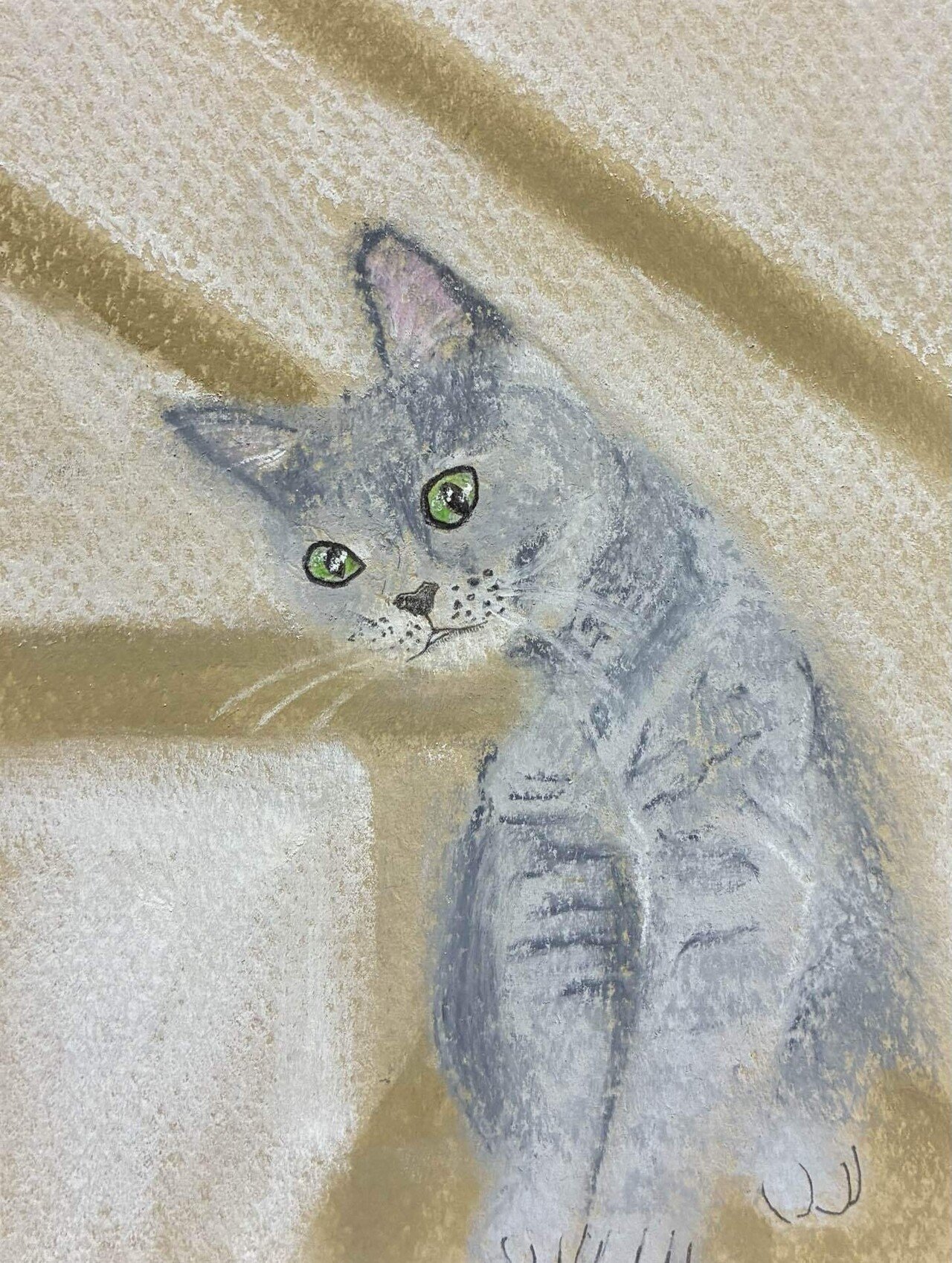 可愛い猫のパステル画（4）です。｜まる