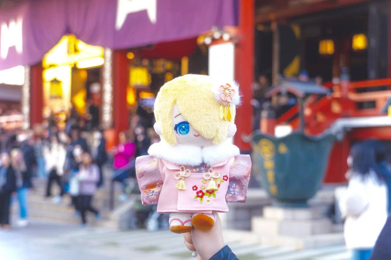 ぬい服紹介！自作ぬいのお出かけ日記③【桃色の華やかな着物・他】｜れ