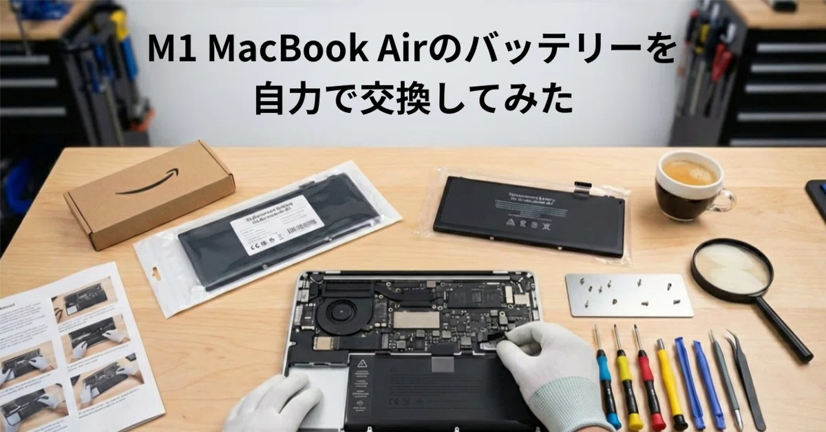 Apple MacBook Air M1 2020 本体　バッテリー不良 M1 MacBook Airのバッテリーを自力で交換してみた｜ueponx