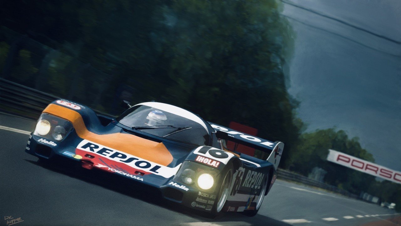 デジタルでイラストを描く「ポルシェ 962C」｜陸河童