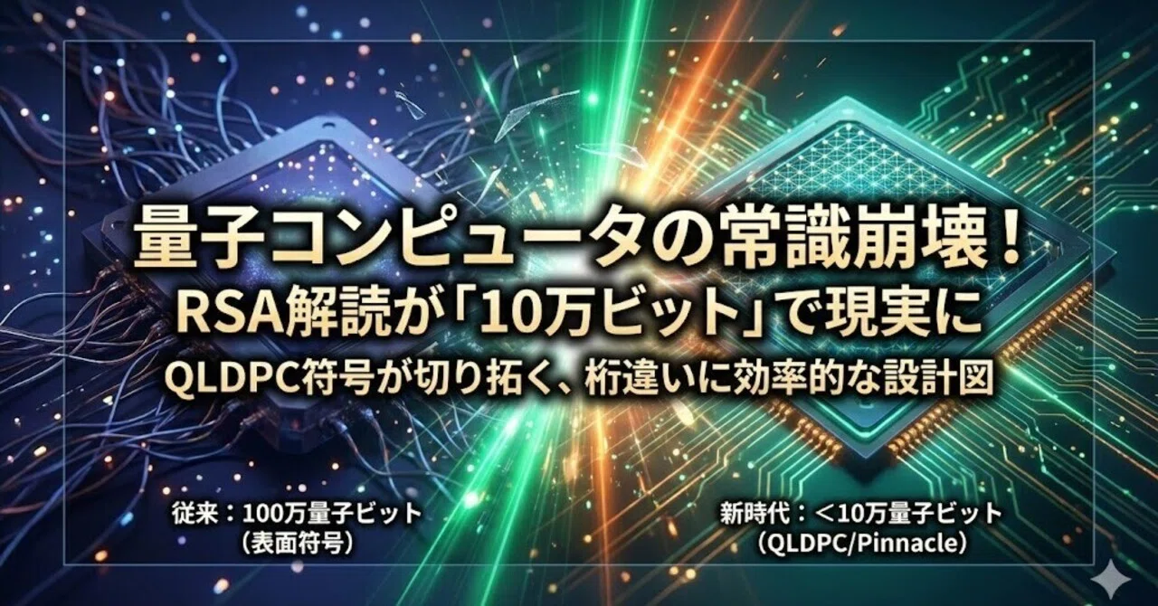 【論文瞬読】RSA-2048を10万量子ビットで解読？：QLDPC符号が切り拓く「桁違い」に効率的な量子コンピュータの設計図｜AI Nest