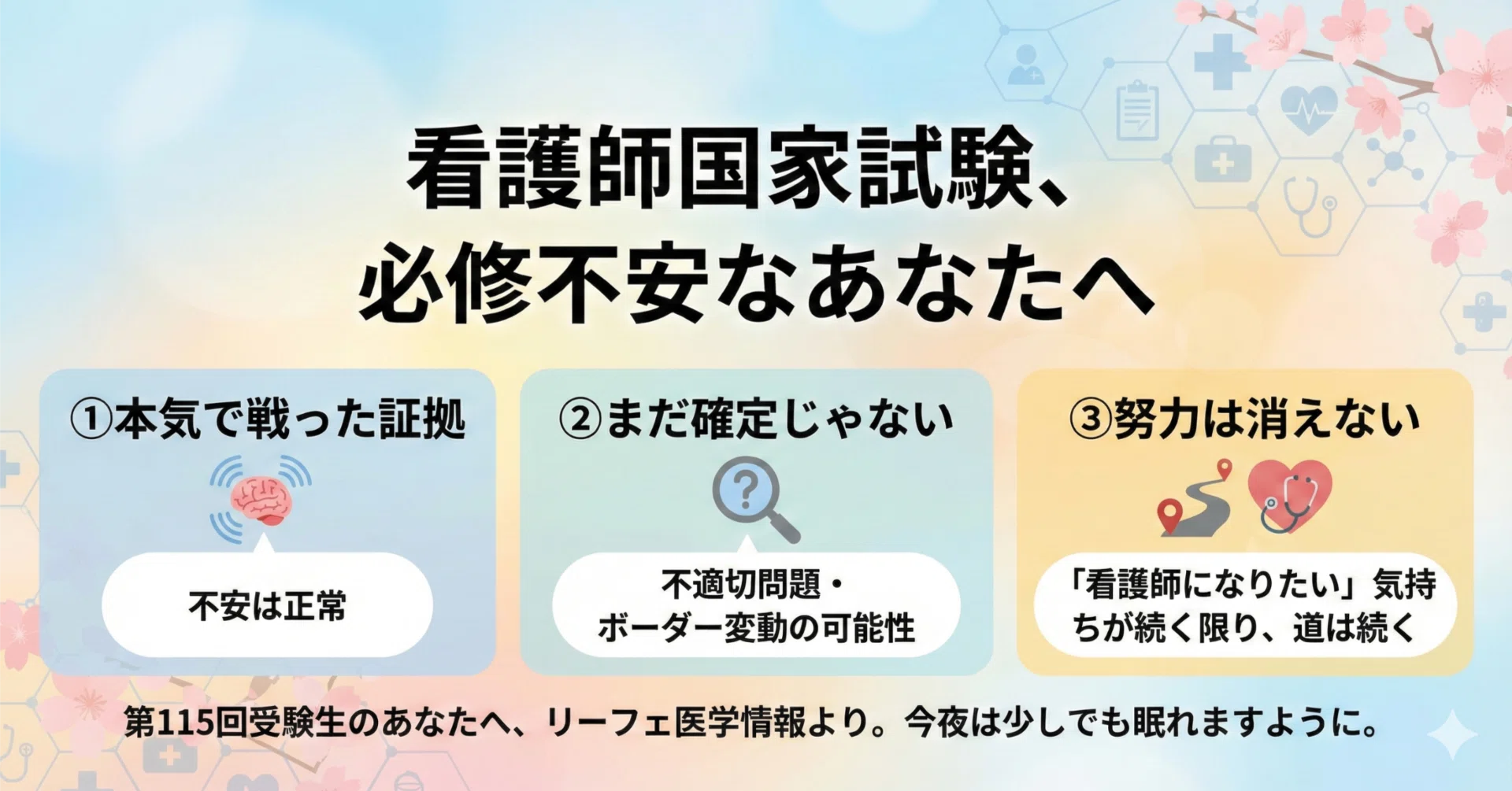 第115回看護師国家試験】必修が不安で眠れないあなたへ。まず、ここ 
