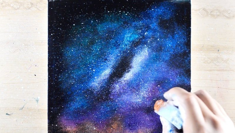 アクリル絵の具を使用した天の川銀河の描き方 初心者が簡単に絵を描く方法 Junya Art Note