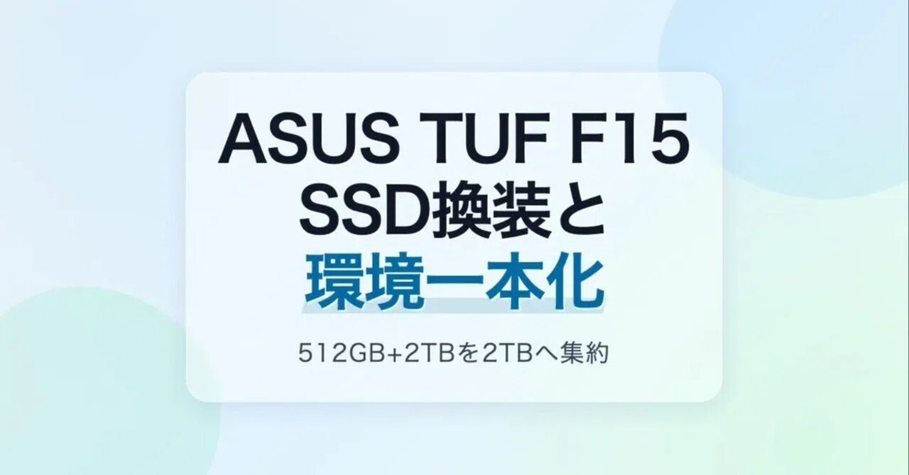 ASUS TUF GAMING F15 FX506HMのSSDの換装をする｜tama