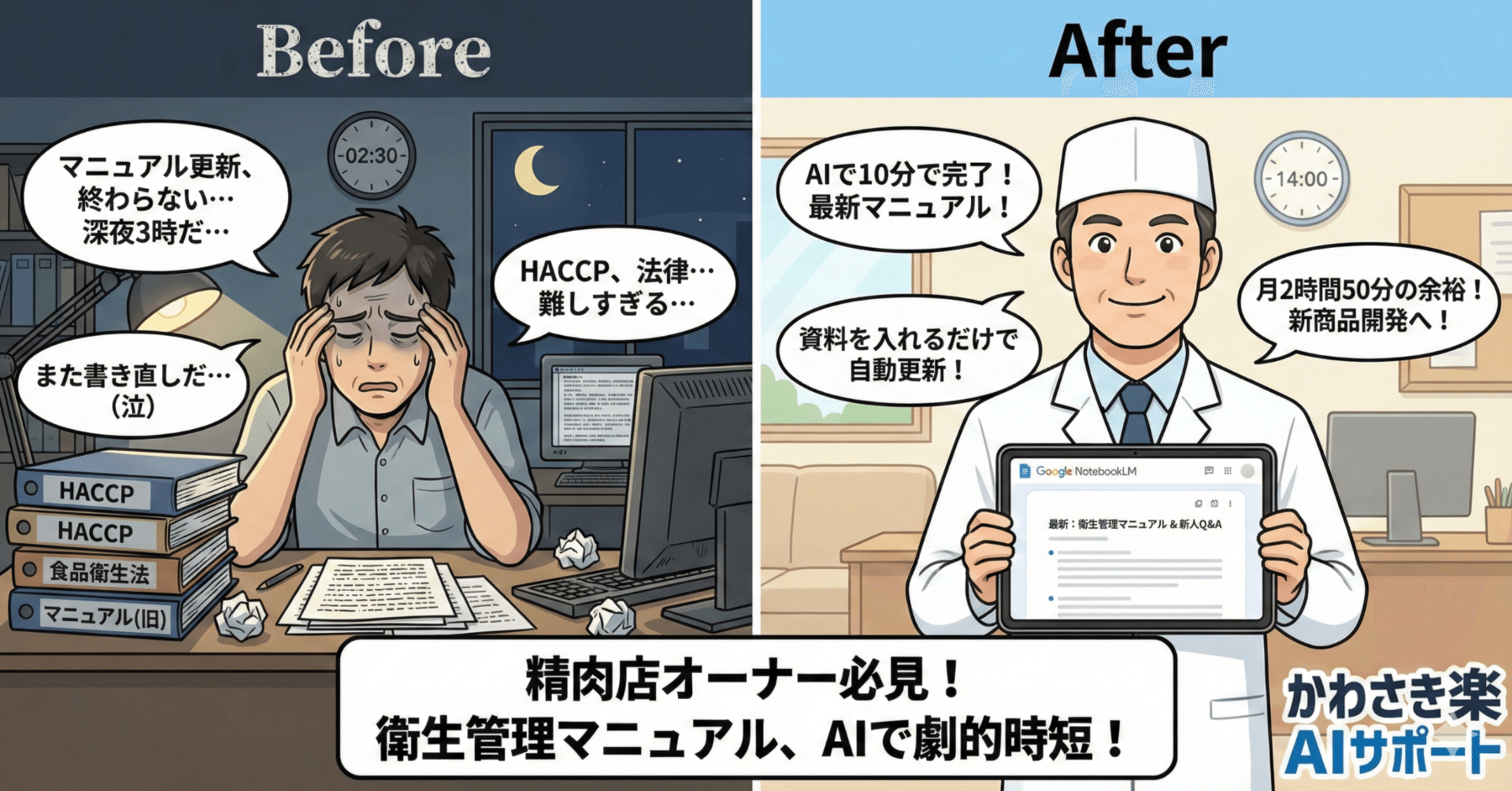 精肉店オーナーの「衛生管理マニュアル作り」、毎月3時間の苦労が10分