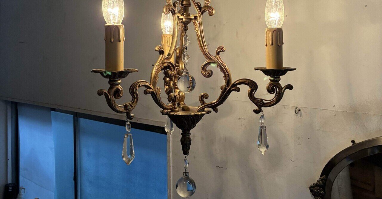 アンティーク 3灯シャンデリア/クリスタルガラス/フランス B1 入荷