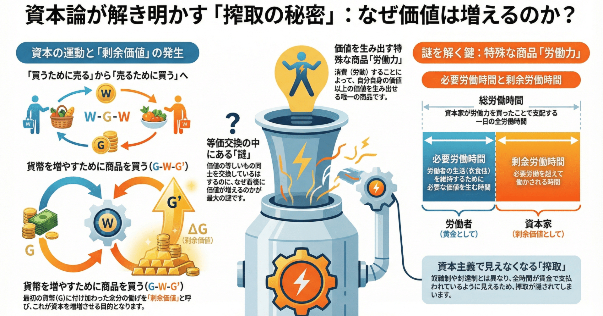 学習用】『資本論』における搾取の秘密と剰余価値の解明(赤本：Q7)｜AKH_23