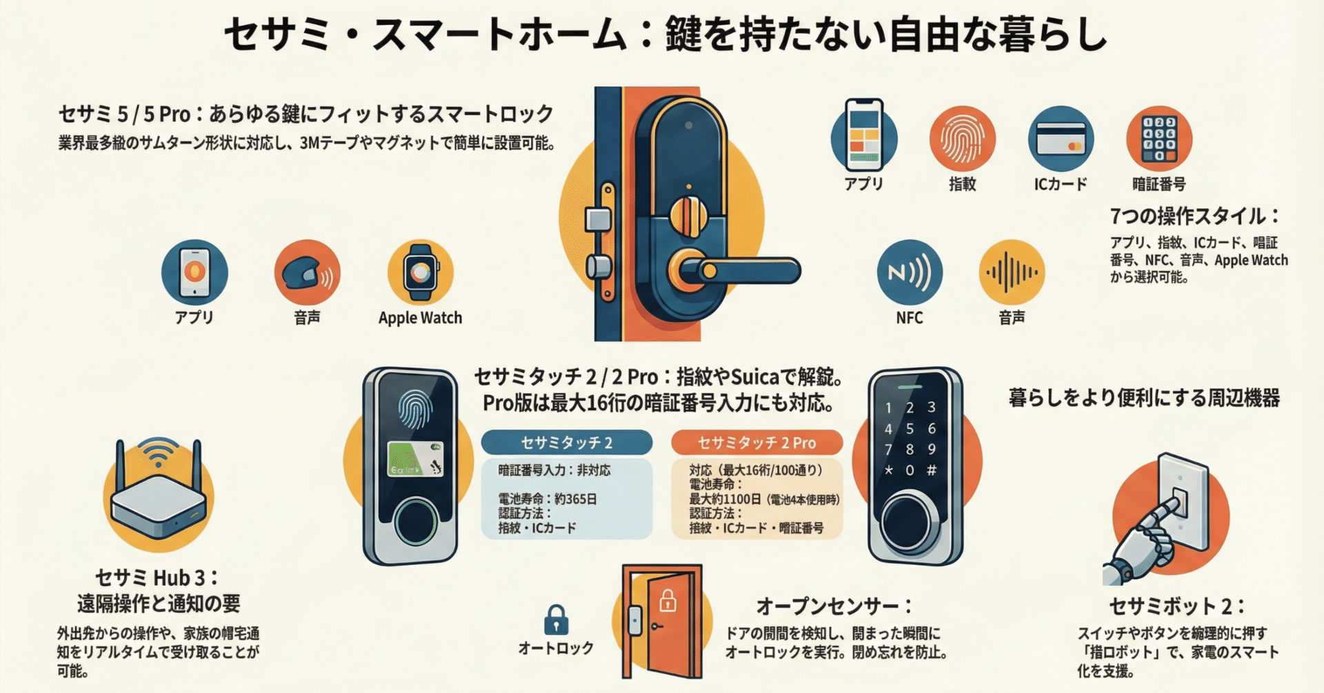 鍵を持たない自由な暮らしを実現させてくれる。セサミ スマートロック
