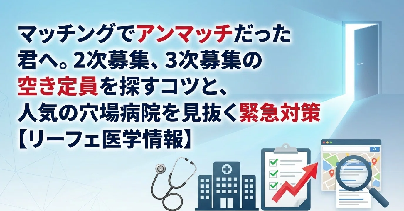 マッチングでアンマッチだった君へ。2次募集、3次募集の空き定員を探す